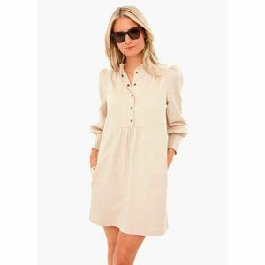 Pomander Place Tuckernuck Khaki Claiborne Dress Button Down Shift Puff Sleeve XS